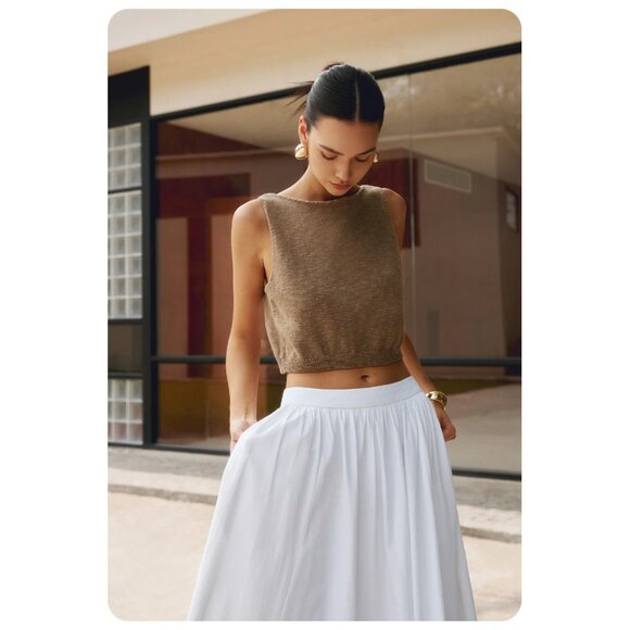 NWT Commense Cotton Blends Brown Knit Crop Top sz M - Picture 3 of 8